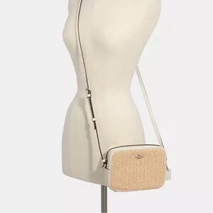 Coach Chalk Straw Front Camera Crossbody Bag